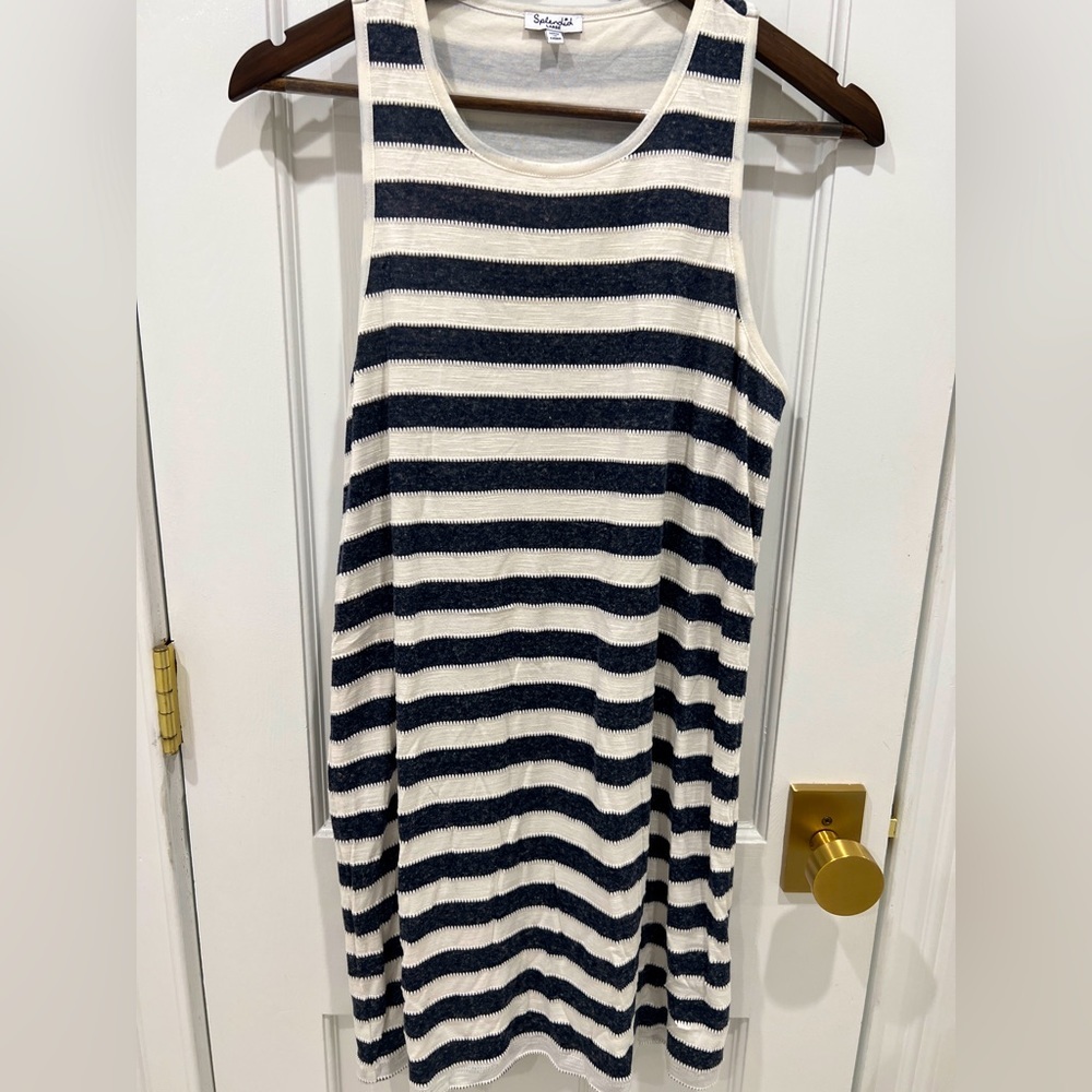 Splendid Navy White Striped Racerback Tank Dress Women’s Large